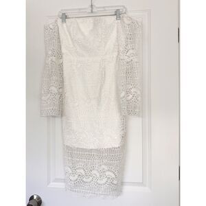 midi dress fitted waist French Connection Women's Fitted Bodice Midi Dress - Summer White